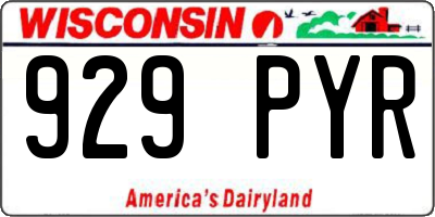 WI license plate 929PYR