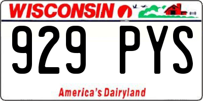 WI license plate 929PYS