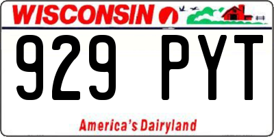 WI license plate 929PYT