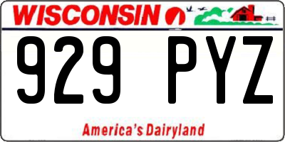 WI license plate 929PYZ