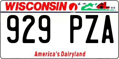 WI license plate 929PZA