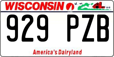 WI license plate 929PZB