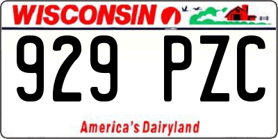 WI license plate 929PZC