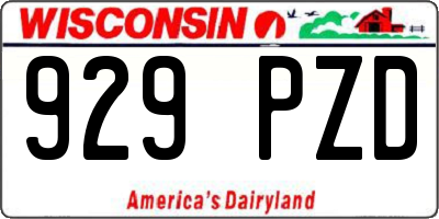 WI license plate 929PZD