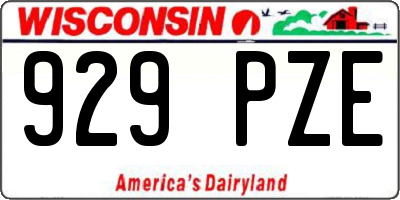 WI license plate 929PZE