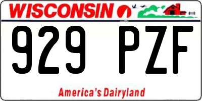 WI license plate 929PZF