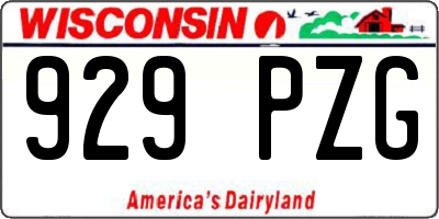 WI license plate 929PZG