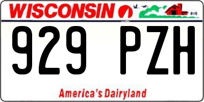WI license plate 929PZH