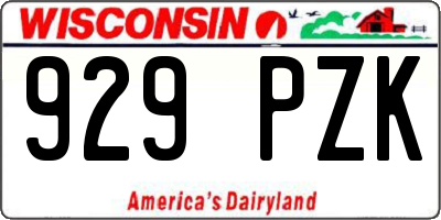 WI license plate 929PZK