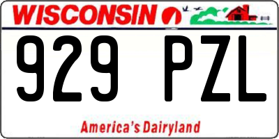 WI license plate 929PZL