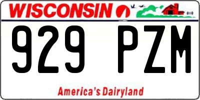 WI license plate 929PZM