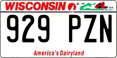 WI license plate 929PZN