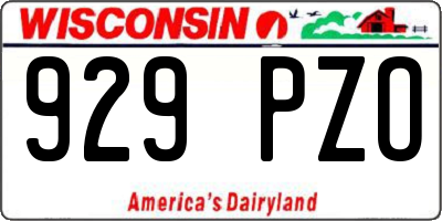 WI license plate 929PZO