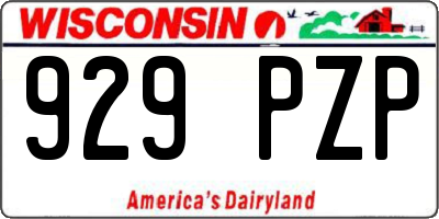 WI license plate 929PZP