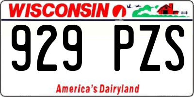 WI license plate 929PZS