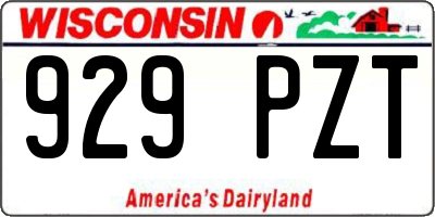 WI license plate 929PZT