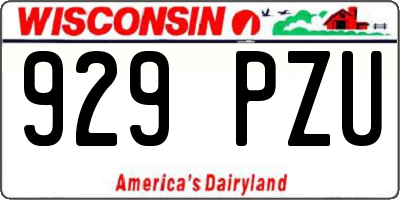 WI license plate 929PZU