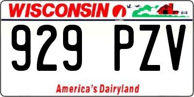 WI license plate 929PZV