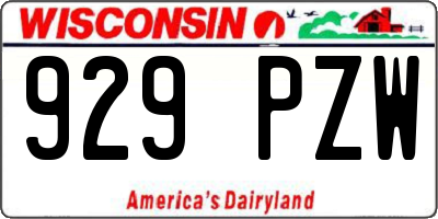 WI license plate 929PZW
