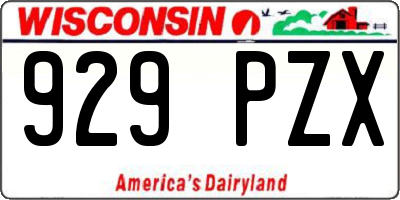 WI license plate 929PZX