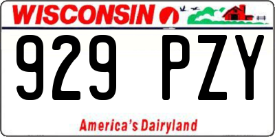 WI license plate 929PZY