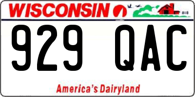 WI license plate 929QAC
