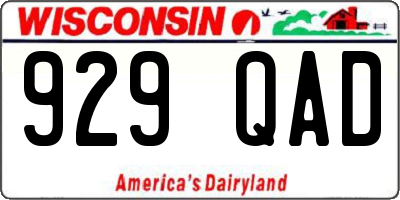 WI license plate 929QAD