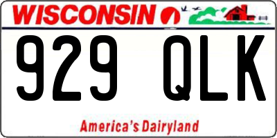 WI license plate 929QLK