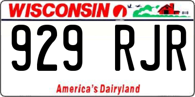 WI license plate 929RJR