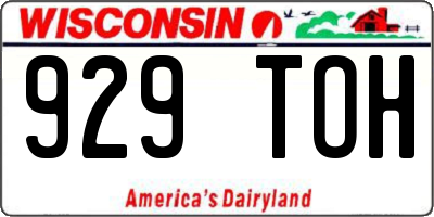 WI license plate 929TOH