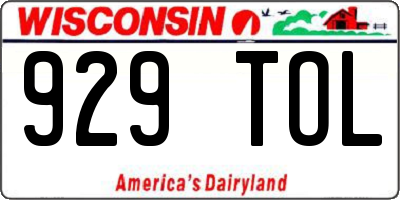WI license plate 929TOL