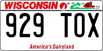 WI license plate 929TOX