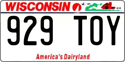 WI license plate 929TOY