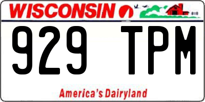 WI license plate 929TPM