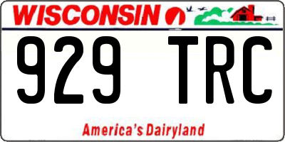 WI license plate 929TRC
