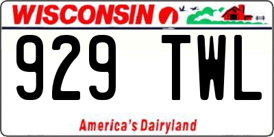 WI license plate 929TWL