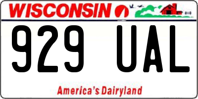 WI license plate 929UAL