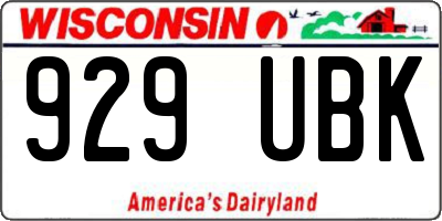 WI license plate 929UBK