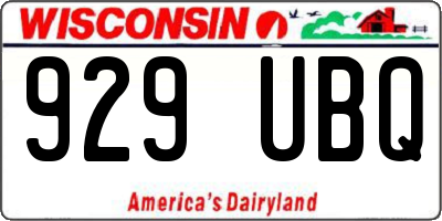 WI license plate 929UBQ