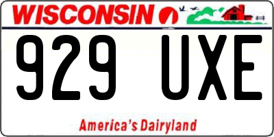 WI license plate 929UXE