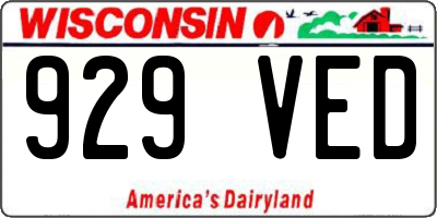 WI license plate 929VED