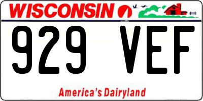 WI license plate 929VEF