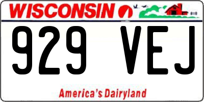 WI license plate 929VEJ