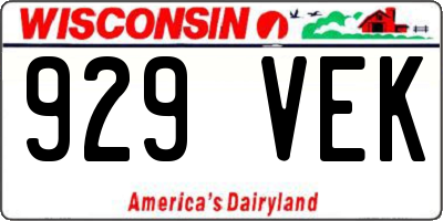 WI license plate 929VEK
