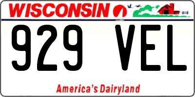 WI license plate 929VEL