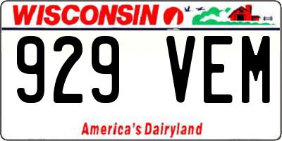 WI license plate 929VEM