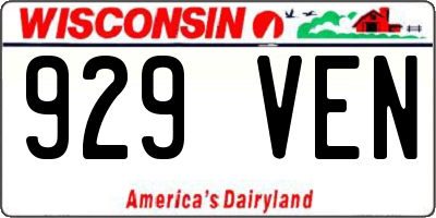 WI license plate 929VEN