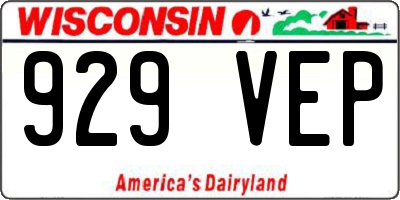 WI license plate 929VEP