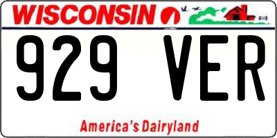 WI license plate 929VER