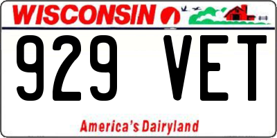 WI license plate 929VET